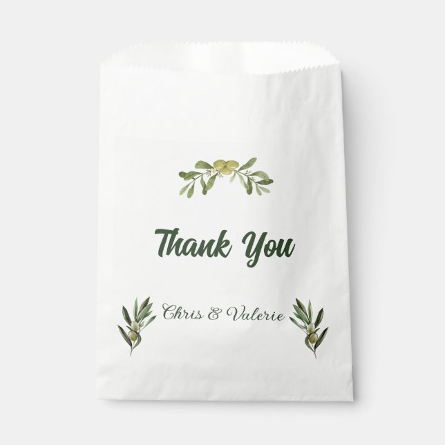 Sachets En Papier Mariage vert olive (Devant)