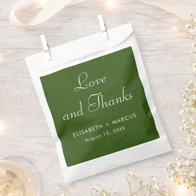 Sachets En Papier Mariage vert olive élégant sac de faveur (Coupé)