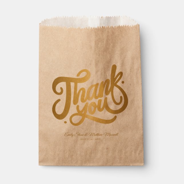 Sachets En Papier Mariage Vintage  "MERCI" simple (Devant)