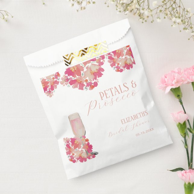 Sachets En Papier Mariée Fleurs et Prosecco Rose (Scellé)