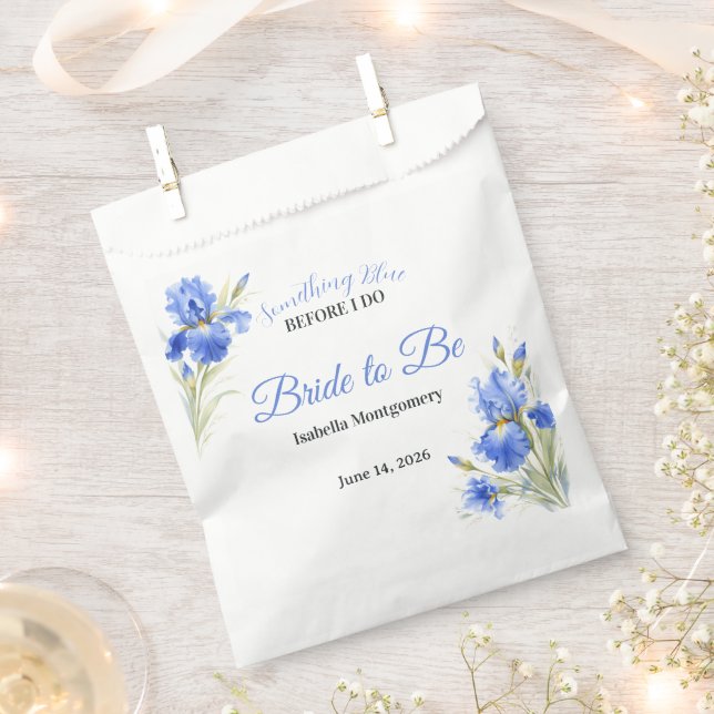 Sachets En Papier Mariée Iris Bleu Future Mariée Baby Shower Bleu (Coupé)