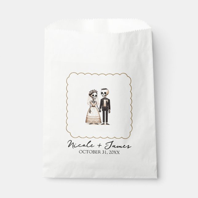 Sachets En Papier Mariée squelette de dessin animé + Marié Mariage f (Devant)