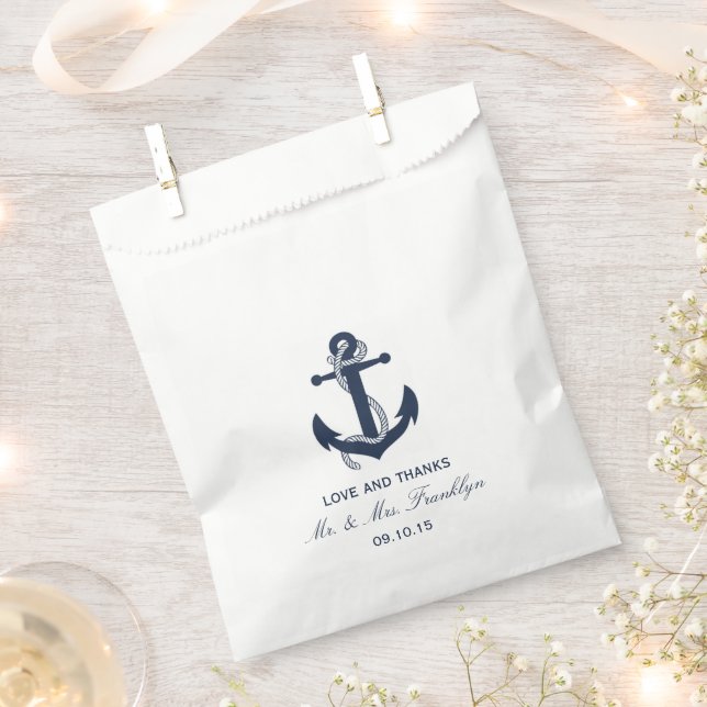 Sachets En Papier Marine Ancre Bleue Nautique Plage Mariage Faveur S (Coupé)