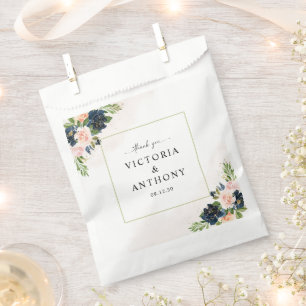 Sachets En Papier Marine & Blush rose Floral Mariage Favor Sac