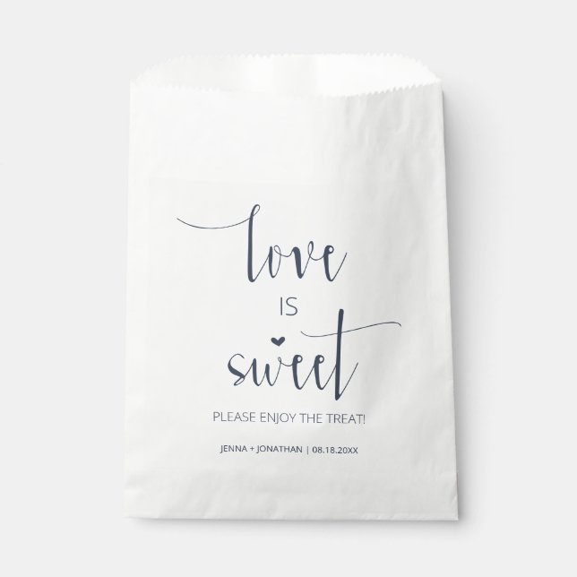 Sachets En Papier Marine moderne minimal Script L'amour est Mariage  (Devant)