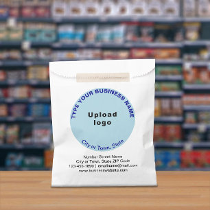 Sachets En Papier Marque commerciale ronde bleu clair sur sac en pap