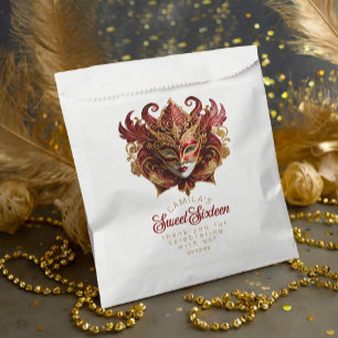 Sachets En Papier Masquerade Motif Sweet 16 Rouge Or ID1032