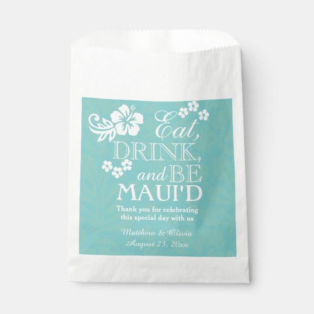 Sachets En Papier Maui Hawaï Mariage Buffet de friandises Merci (Devant)