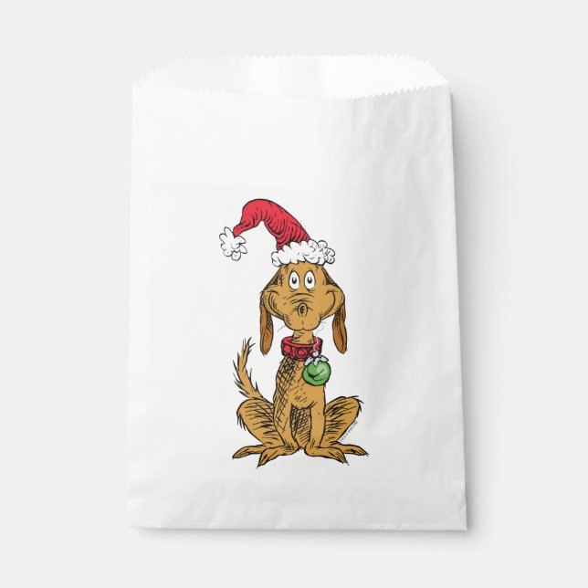 Sachets En Papier Max le chien avec le bonnet de Père Noël (Devant)