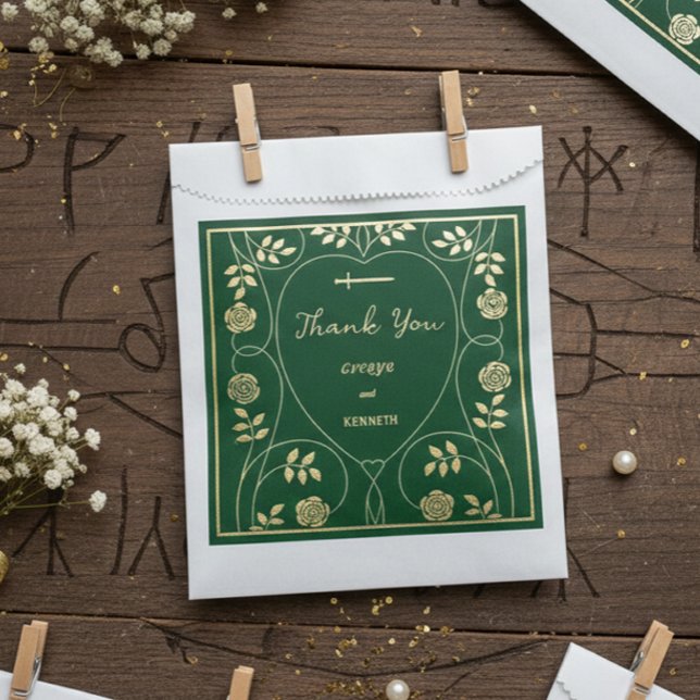 Sachets En Papier Médiéval Gold Floral Coeurs et Mariage d'épée (Créateur téléchargé)