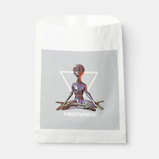 Sachets En Papier Méditation. Alien en pose tranquille (Devant)