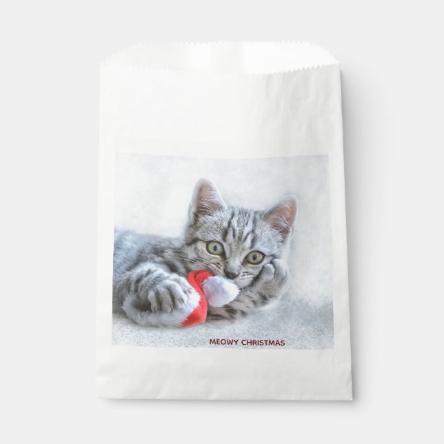 Sachets En Papier Meowy Christmas Cute Grey Tabby Cat (Devant)