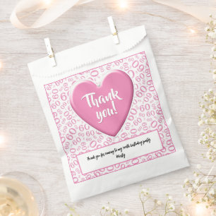 Sachets En Papier Merci 60e nombre aléatoire Motif rose/blanc