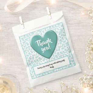 Sachets En Papier Merci 80e nombre aléatoire Motif Turquoise/blanc