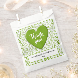 Sachets En Papier Merci 90e Motif numérique aléatoire vert/blanc