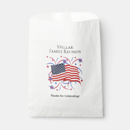 Sachets En Papier Merci américain du drapeau et du feu d'artifice