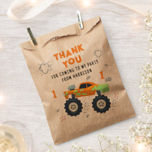 Sachets En Papier Merci Anniversaire Moderne Monster Car Trucs Nom