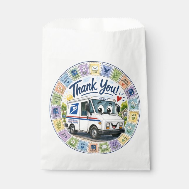 Sachets En Papier Merci aux travailleurs postaux  (Devant)