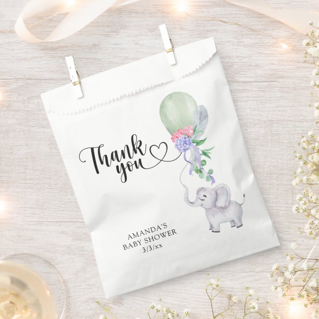 Sachets En Papier Merci Ballon et Éléphant  (Coupé)