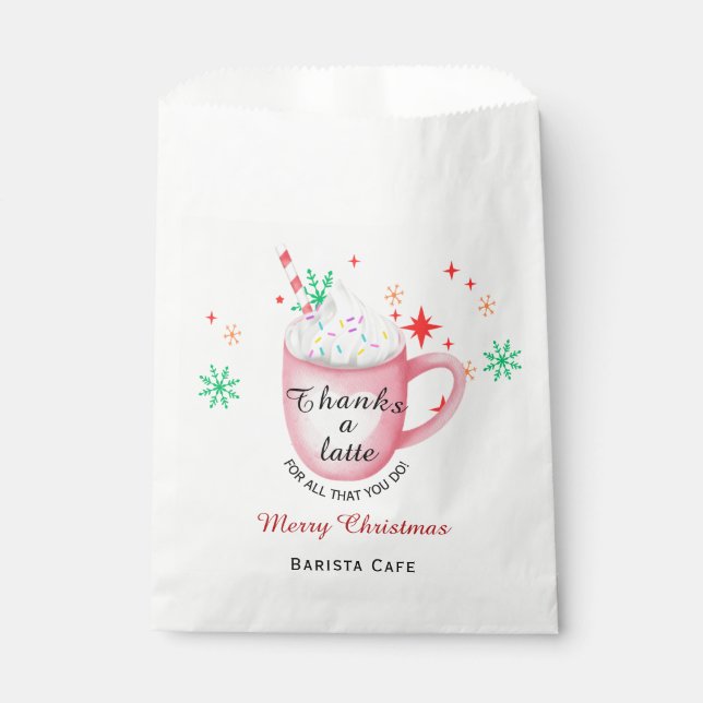 Sachets En Papier Merci beaucoup logo de café de Noël latte (Devant)