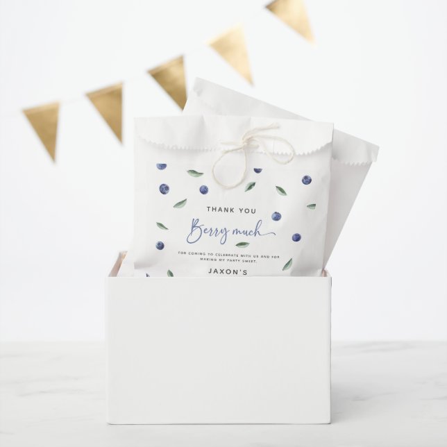 Sachets En Papier Merci 'Berry Much' Blueberry 1er anniversaire (Fête)