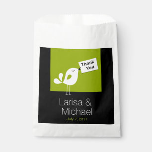 Sachets En Papier Merci Birdy vert olive