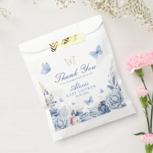 Sachets En Papier Merci bleu papillon Baby shower garçon