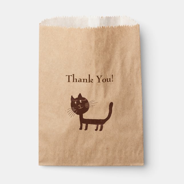 Sachets En Papier Merci Cat Dessin Favoriser Sac (Devant)