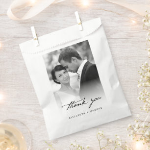 Sachets En Papier Merci Classic Script Calligraphie Photo Mariage