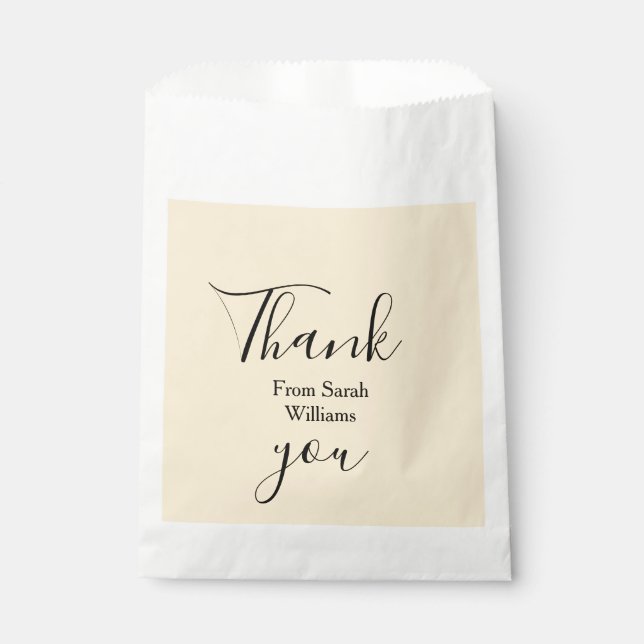 Sachets En Papier Merci de ajouter nom pastel jaune bohème mariage (Devant)