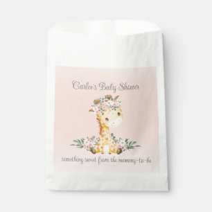Sachets En Papier Merci de Baby shower de girafe rose pâle