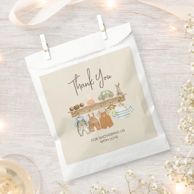 Sachets En Papier Merci de Baby shower en bois d'aquarelle (Coupé)