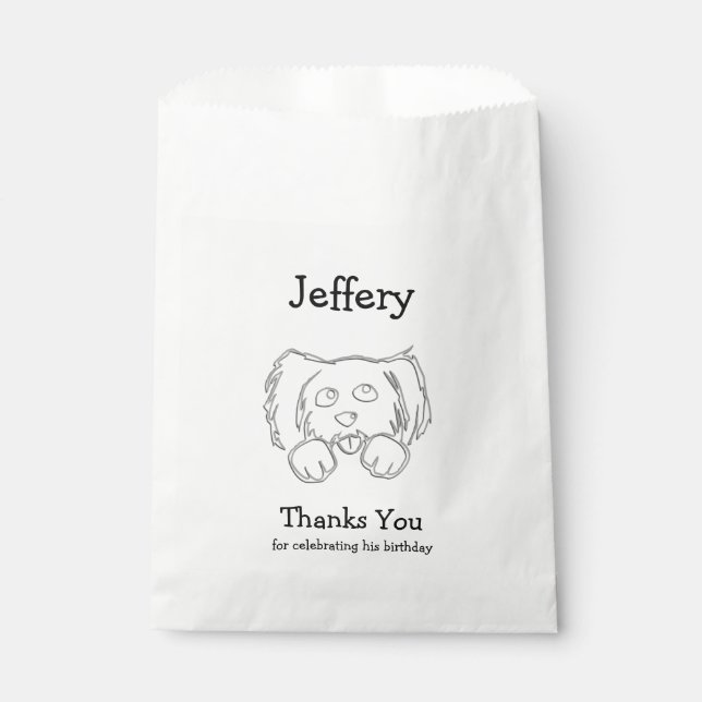 Sachets En Papier Merci de chien mignon (Devant)