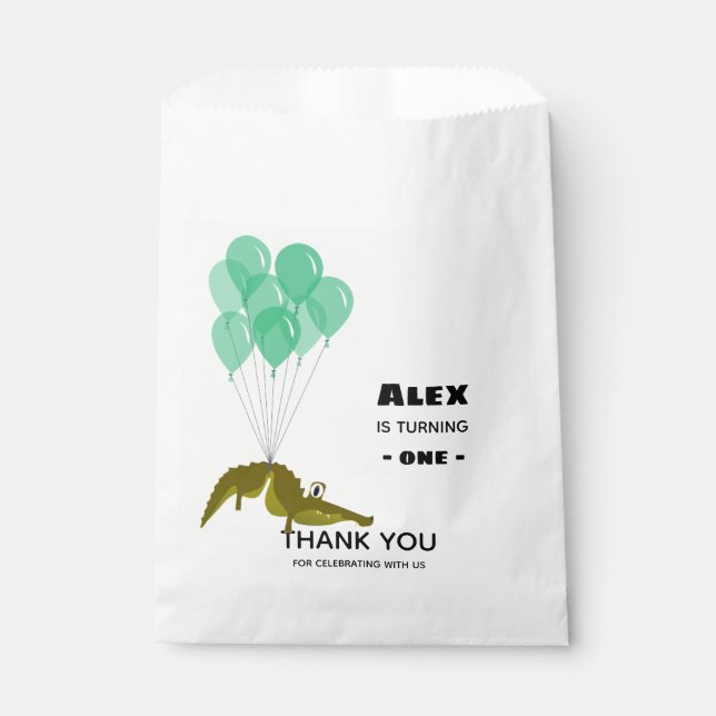 Sachets En Papier Merci de fête d'anniversaire de crocodile (Devant)