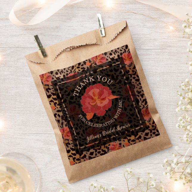 Sachets En Papier Merci de Fête des mariées fleurie léopard (Coupé)