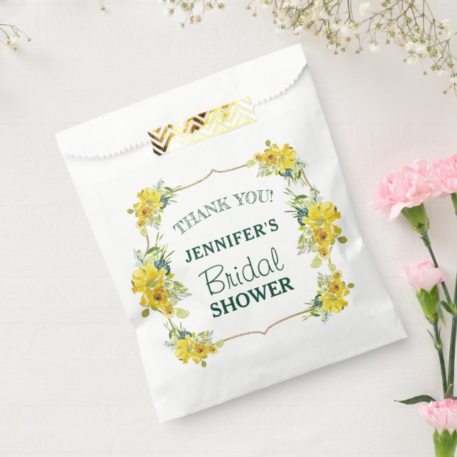 Sachets En Papier Merci de Fête des mariées Floral Jaune de printemp (Scellé)