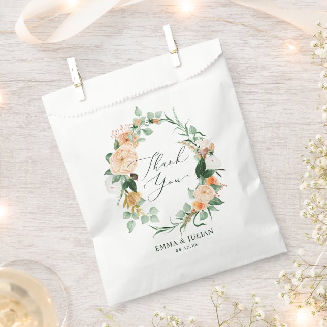 Sachets En Papier Merci de Mariage d'aquarelle Botanique Peach Boho (Coupé)