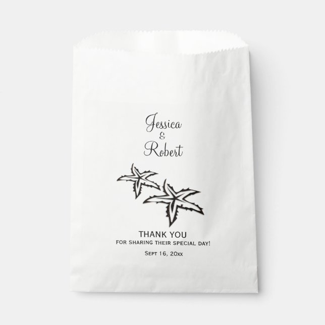 Sachets En Papier Merci de mariage de plage (Devant)