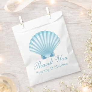 Sachets En Papier Merci de Mariage nautique Shell Beach Blue