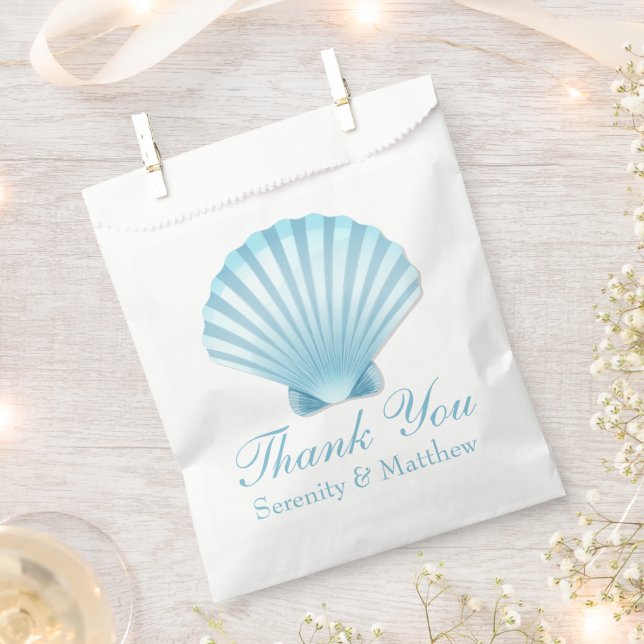 Sachets En Papier Merci de Mariage nautique Shell Beach Blue (Coupé)