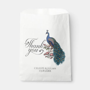 Sachets En Papier Merci de paon bleu botanique