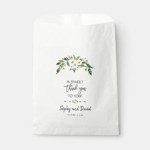 Sachets En Papier Merci d'écriture moderne florale blanche