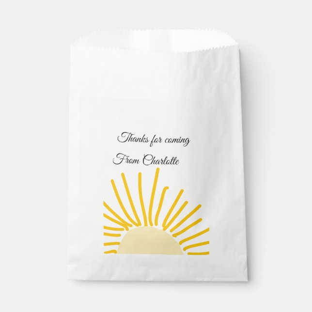 Sachets En Papier merci d'être venu nom du texte message soleil (Devant)