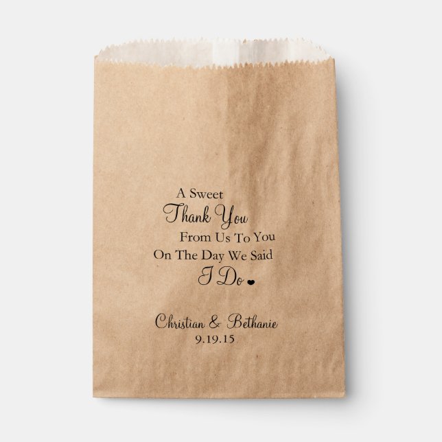 Sachets En Papier Merci doux noir et Mariage bronzé (Devant)