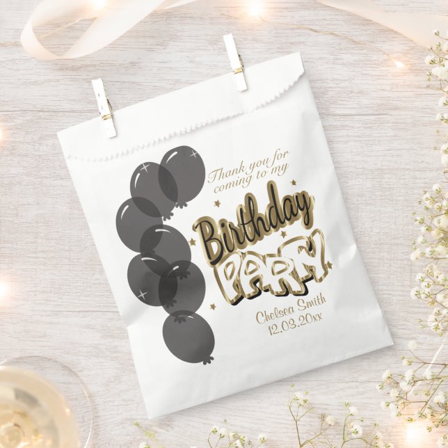 Sachets En Papier Merci fête d'anniversaire | Texte do-it-yourself (Coupé)