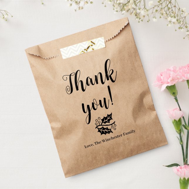 Sachets En Papier Merci feuillage script personnalisé Thanksgiving (Scellé)