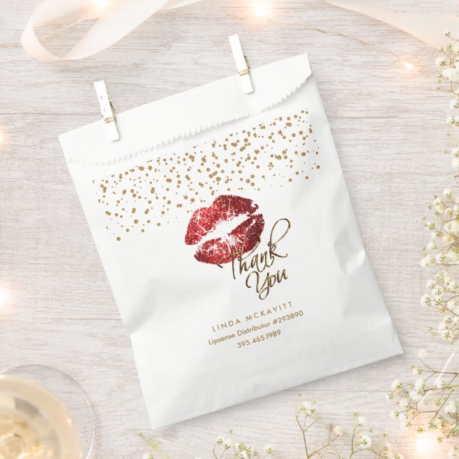 Sachets En Papier Merci Lipsense 💋 lèvres - Rouge (Coupé)