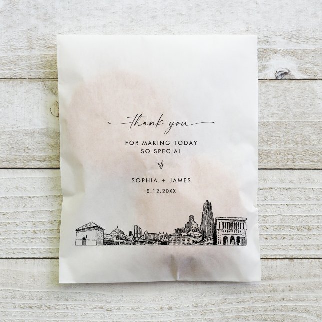 Sachets En Papier Merci Mariage de Pittsburgh Skyline Favoriser les  (Créateur téléchargé)