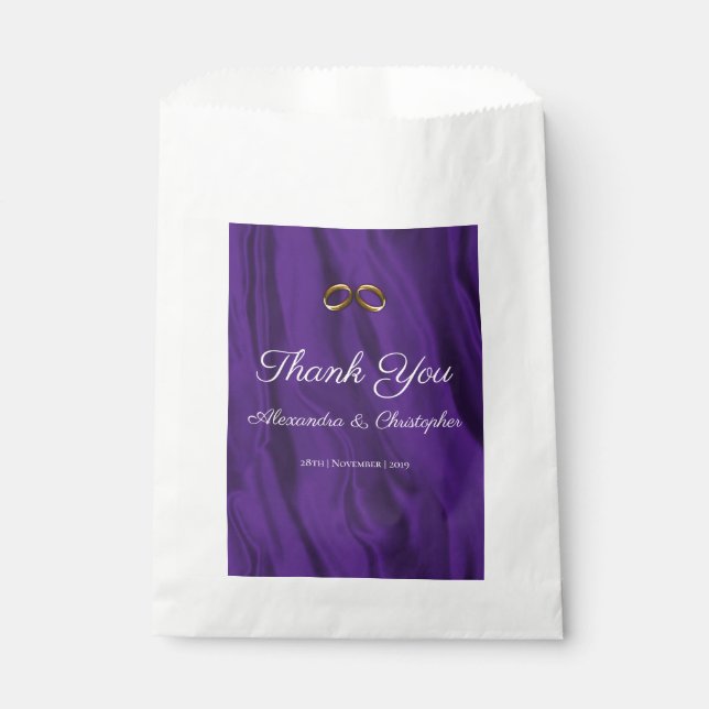 Sachets En Papier Merci Mariage de soie violette (Devant)