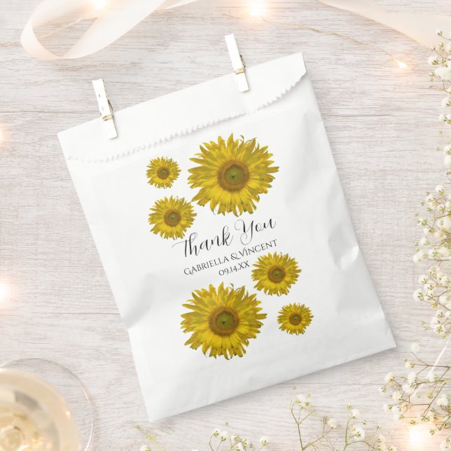 Sachets En Papier Merci Mariage de tournesol à parfums jaunes (Coupé)